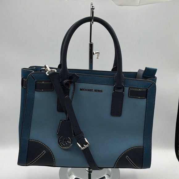 Michael Kors Handbags - Michael Kors Navy and Teal Satchel